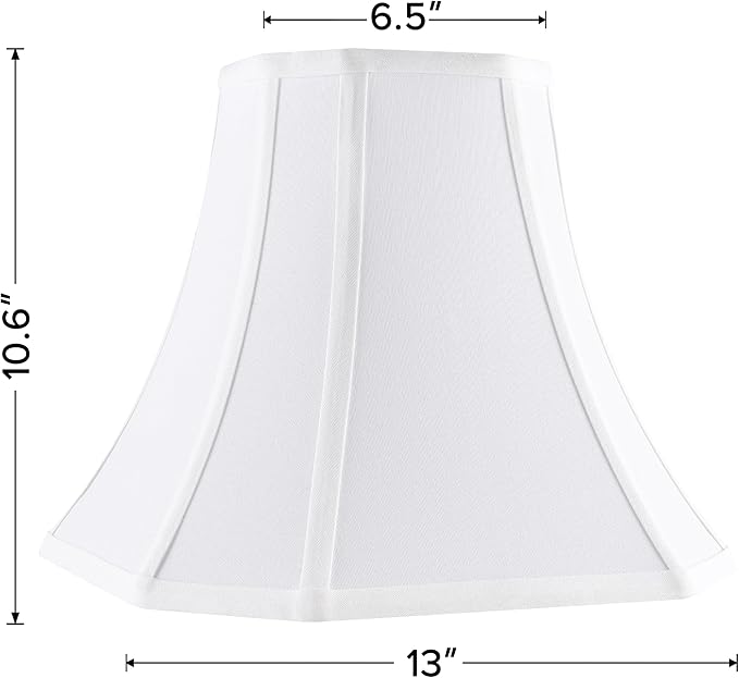 White - Ivory Square Cut Corner Bell Lamp Shade Set of 2 Medium Lampshade 6.5``Top×13``Bottom×10.6``Hight(Spider) Modern Lamp Shade for Table & Floor Lamp - Lampshade Replacement