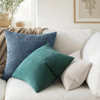 MIULEE Pack of 2 Decorative Throw Pillow Covers Soft Chenille Throw Pillows Solid Textured Cushion Covers for Couch Sofa Bedroom Living Room 20x20 Inch, Dark Grey Blue