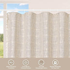 MitoVilla Boho Farmhouse Shower Curtain Set, Modern Boho Shower Curtains for Bathroom Decor, Tan Brown Polyester Linen Fabric Shower Curtain, Rustic Neutral Weave Cloth Shower Curtain, Taupe, 72 x 72