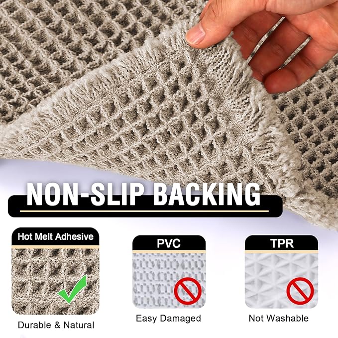 H.VERSAILTEX Upgraded Waffle Bath Mat Super Absorbent Non Slip Bath Rug 17" x 24", Irish Cream