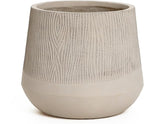 LuxenHome 12" Dia Concrete Round Planter, Large Outdoor Indoor Plant Pot with Drainage Hole and Rubber Plug, Flower Pot for Plants, Blended Tan with Wood Pattern Planter for Home Garden Patio