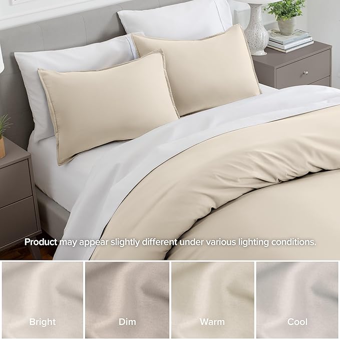Bare Home King Pillow Sham Covers - Set of 2 - Premium 1800 Ultra-Soft Microfiber - Double Brushed - Stain & Fade Resistant - Bed Pillow Shams - Pillows Not Included (Set of 2, Sand)