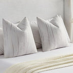 FUTEI Grey Chenille Decorative Throw Pillow Covers 24x24 Inch Set of 2,Soft Embossed Striped Textured European Cushion Case,Modern Home Decor for Couch Bed Living Room