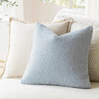 Foindtower Pack of 2 Modern Textured Boucle Throw Pillow Covers Accent Solid Decorative Pillow Cases Cozy Woven Couch Cushion Case for Chair Sofa Bed Living Room Home Decor, 22 x 22 Inch, Light Blue
