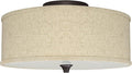 Kira Home Newport 14" Modern 2-Light Semi-Flush Mount Ceiling Light + Beige Linen Drum Shade, Oil-Rubbed Bronze Finish