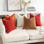 MIULEE Pack of 2 Christmas Decorative Throw Pillow Covers Soft Chenille Throw Pillows Solid Textured Euro Cushion Covers for Couch Sofa Bedroom Living Room 24x24 Inch, Red