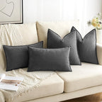 MIULEE Pack of 2 Dark Grey Decorative Pillow Covers 18x18 Inch Soft Chenille Luxurious Couch Throw Pillows Farmhouse Cushion Covers with Elegant Design for Sofa Bedroom Living Room Home Decor