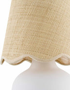 BoutiqueRugs Navarro Boho Ceramic Bedside Table Lamp for Bedroom Nightstand and Living Room - Shade Cotton - White, Cream, Beige - 13" H