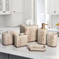 Decozen Bathroom Accessories Set – Soap Dispenser, Toothbrush Holder, Tumbler, Soap Dish, Cotton Swab Jar & Toilet Brush – Modern Bathroom Decor Set 6-Pcs (Kent)