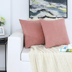 Jeneoo Decorative Dusty Rose Throw Pillow Covers Rustic Farmhouse Super Soft Square Chenille Comfy Solid Cushion Couch Cases for Sofa Bedroom Chair (Set of 2, 18 x 18 Inches)