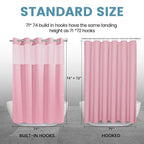Pink Shower Curtain with Liner - 230GSM Waffle Textured Heavy Duty Shower Curtains for Bathroom,71W x 74H