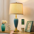 Living Room Table Lamp, 25.5" Touch Lamp for Nightstand with USB A+C Ports, Modern Farmhouse Table Lamps for Bedroom, Bulb Included