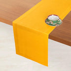 D'Moksha Homes Linen Table Runner 54 Inches - 100% Pure Linen Sunflower Yellow Table Runner 14 x 54 Inch for Dresser, Coffee Tables, Fall, Autumn and Halloween - Machine Washable