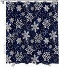 Vandarllin Christmas Shower Curtain, White Navy Snowflakes Pattern Shower Curtains Set with Hooks, Winter Waterproof Fabric Bathroom Curtains Decor Home Accessories,Stall 36 X 72 Inch