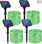 btfarm 4 Pack Solar String Lights Outdoor, 320LED 132FT Halloween Solar Fairy Lights Outside Waterproof, 8 Modes Solar Powered Twinkle Lights for Tree Garden Patio Halloween Decorations, Green