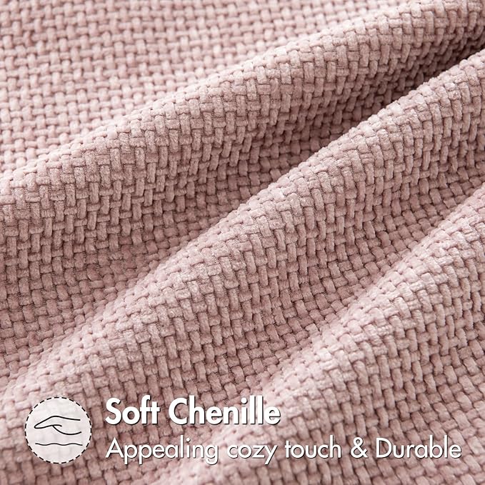 MIULEE Pack of 2 Couch Throw Pillow Covers 18x18 Inch Aesthetic Pink Modern Boho Accent Decorative Pillow Covers Soft Cute Chenille Farmhouse Cushion Covers for Home Decor Bed Sofa Living Room