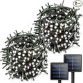 2 Pack Solar Christmas Lights Outdoor, 400 LED 144FT Extra-Long Solar String Lights Waterproof with Green Wire 8 Lighting Modes, Twinkle Light for Xmas Tree Fence Porch Garden Party Decor, Cool White