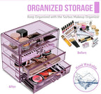 Sorbus Makeup Organizer - 4 Drawer Acrylic Make Up Organizers and Storage for Cosmetics, Jewelry, Beauty Supplies, Clear Makeup Organizer for Vanity, Girl's Room, College Dorm, Counter, Bathroom Sink