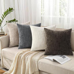 decorUhome Dark Brown Chenille Throw Pillow Covers 26x26 Set of 2 Thick Textured Slubby Couch Pillow Covers Farmhouse Accent Modern Neutral Decorative Pillow Cases for Bed Sofa Living Room