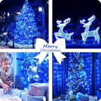 2 Pack Christmas String Lights Battery Operated with Timer, 66FT 200 LED Waterproof Twinkle Lights, 8 Modes Fairy Light for Indoor and Outdoor Bedroom Garland Tree Christmas Decorations (Blue)