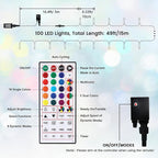 Toodour Christmas Lights RGB String Lights, 33ft 100 LED Color Changing String Light with Remote & Timer, Waterproof Xmas Tree Light for Home Yard New Year Party Indoor Outdoor Christmas Decorations