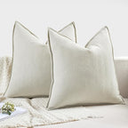 MIULEE Pack of 2 Christmas Cream White Decorative Pillow Covers 18x18 Inch Soft Chenille Luxurious Couch Throw Pillows Farmhouse Cushion Covers with Elegant Design for Sofa Bedroom Living Room Decor