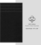 American Soft Linen Luxury Hand Towels for Bathroom, 600 GSM 100% Cotton Turkish 4 Piece Hand Towel Set, 600 GSM Hand Face Towels for Kitchen, Black Hand Towels