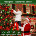 300LED Chrstmas Lights, 75ft Indoor Outdoor Christmas String Lights with 12 Modes, Red & Green ChristmasTree Lights with Timer Dimmable Connectable for Fence Garden Wedding Party Decor Red & Green