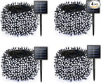 4 Pack Solar Chrismas Lights Outdoor, 170 FT Total 480 LED Solar String Lights for Outside with 8 Modes & Memory Function, Waterproof Twinkle Light for Xmas Tree Yard Party Decorations (Cool White)