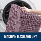 OLANLY Bathroom Rugs 70x24, Extra Soft Absorbent Chenille Bath Rugs, Rubber Backing Quick Dry, Machine Washable Bath Mats for Bathroom Floor, Tub and Shower, Home Decor Accessories, Deep Plum