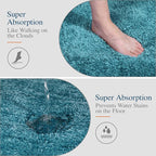 Walensee Large Teal Shaggy Bath Mat (24 x 72), Extra Soft, Absorbent, Machine Washable Microfiber, Non Slip, Luxury Bathroom Floor Mat