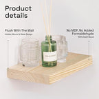 BAOBAB WORKSHOP Solid Wood Floating Shelves for Wall 12 Inch Wide, Small Wooden Shelf Bathroom, Light Oak Floating Shelves for Room Wall Mounted Kitchen Farmhouse, Natural Wood, 12W × 6.7D, Set of 2