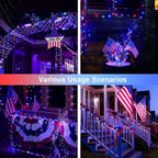 JMEXSUSS 2 Pack Red White and Blue Solar Lights, Each 100 LED 33FT Solar Fairy Lights Outdoor Waterproof, 4th of July Solar String Lights for Independence Day Outside Decorations