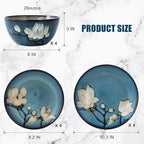 Dinnerware Set Blue Stoneware 12 Pieces Service for 4, Stoneware Plates and Bowls Set Highly Chip and Crack Resistant Stoneware Set, Dishwasher Microwave Safe Dishes set