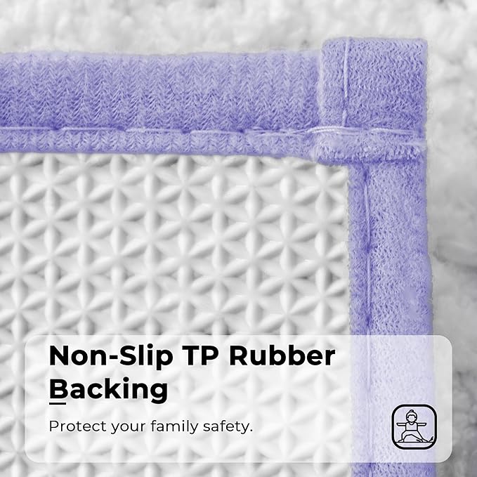 GRANNY SAYS Microfiber Bathroom Rugs Non Slip Washable, Water Absorbent Bathroom Mats for Tub Non Slip, Soft Bath Mats for Floor & Shower, Bath Rug, 16" x 24", Black Bath Rug, Purple