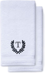 Decorative and Monogrammed Hand Towels for Bathroom Kitchen Makeup | Personalized Gift for Wedding-Bridal | Roman Font Custom Luxury Turkish Towel | Spa Collection, Oversized, 16 X 30 Inch, Set of 2