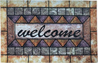 Door Mat Welcome Mat, Heavy Duty Door Mat 23.6 x 35.4 Inch Front Rug Doormat for Outdoor Entrance Home Non-Slip Rubber Rug for Front Door, Outside, Entryway, Patio (Brown Welcome)
