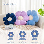 Dusty Blue Flower Pillow, 19.6" Cute Flower Shaped Floor Pillow, Aesthetic Floral Plush Daisy Decorative Throw Pillows for Bed Sofa Couch
