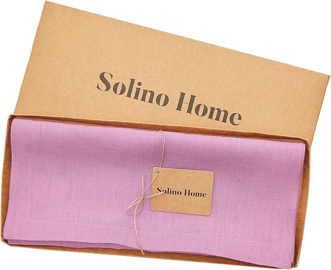 Solino Home Linen Violet Table Runner 72 Inches Long - 100% Pure Linen Dining Table Runner 14 x 72 Inch for Halloween, Holiday - Fete