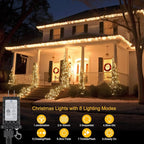 200FT 600LED Christmas Lights Plug in,Warm White Waterproof Fairy Lights with Timer/8 Modes, Christmas Tree Lights Lighting Outdoor Indoor Garden Party Wedding Christmas Tree Decoration