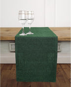 Solino Home Linen Table Runner 36 Inches - 100% Pure Linen Forest Green Table Runner 14 x 36 Inch Ideal for Dresser and Coffee Tables - Athena - Christmas, Thanksgiving