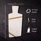 Cork & Mill Marble Cheese Board for Charcuterie, Large Decorative Stone Cutting Board, 15" Long Charcuterie Tray, Unique Gold and White Decorative Meat and Cheese Serving Tray with Handle