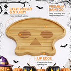WILLKOMMEN Halloween Serving Tray, Skull Shaped Charcuterie Board, Bamboo Serving Platter 10" x 9" for Party Child Spooky Appetizer Board Serving Dish for Cheese,Snacks,Candy,Cookies