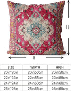Snycler Boho Throw Pillow Covers 24x24 inch Set of 2 Boho Rug Carpet Double Sided Pattern Cotton Soft Pillow Case Cushion Cover Pillowcase for Couch Sofa Bed Decorative (Red)