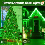 Upgraded Connectable 200 LED String Lights Indoor Outdoor, 66FT Green Halloween Lights Waterproof, 13 Modes Twinkle Fairy Lights Plug in Clear Wire for St. Patrick's Day, Bedroom, Classroom Decor