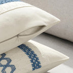 MIULEE Set of 2 Coastal Blue Boho Decorative Pillow Covers 16x16 Inch Farmhouse Rustic Couch Throw Pillows Modern Cotton Cushion Covers Retro Cute Macrame Woven Home Decor for Bed Sofa Chair