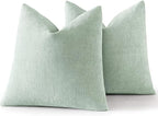 MIULEE Pack of 2 Decorative Throw Pillow Covers Soft Chenille Throw Pillows Solid Textured Cushion Covers for Spring Couch Sofa Bedroom Living Room 18x18 Inch, Light Green