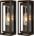 15" Large Outdoor Light Fixture Wall Mount, 2 Pack Distressed Brown Outdoor Sconce Lights, Modern Waterproof Exterior Porch Lights with Clear Glass Shade for Front Door, Garage