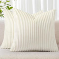 Simmore Decorative Fall Throw Pillow Covers 26x26 Set of 2, Soft Natural Plush Flannel Double-Sided Fluffy Couch Pillow Covers for Sofa Living Room, Cream White