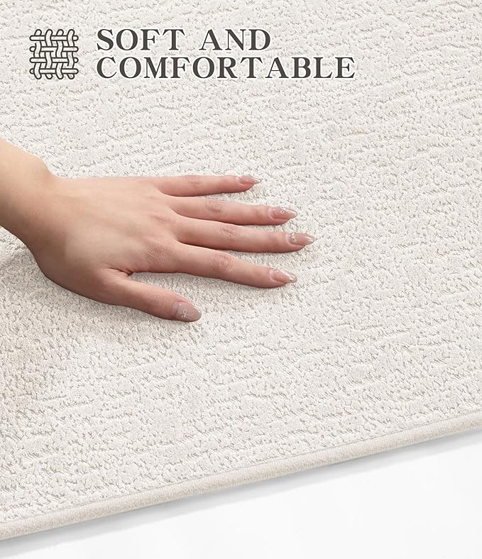 chakme Bathroom Rugs Mat U-Shaped 24x17, Ultra Thin Non Slip Bath Mat Small Quick Dry Absorbent Bath Mat for Bathroom Floor, (White, U-24"x17")